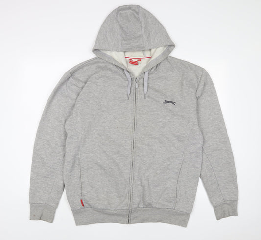 Slazenger Mens Grey Cotton Full Zip Hoodie Size L