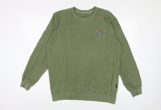 Dedicated Mens Green Cotton Pullover Sweatshirt Size M - Embroidered