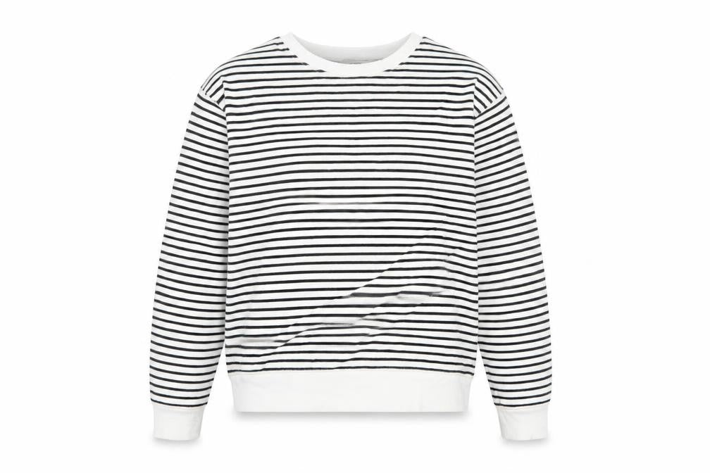 Marks and Spencer Womens White Striped Cotton Pullover Sweatshirt Size S Pullover
