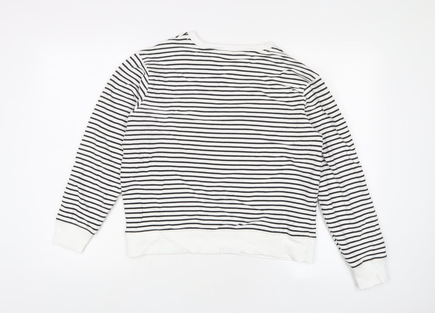 Marks and Spencer Womens White Striped Cotton Pullover Sweatshirt Size S Pullover