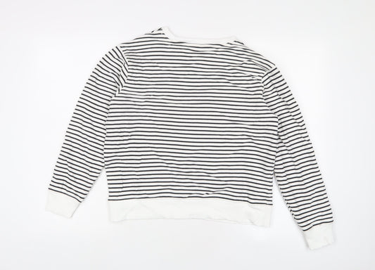 Marks and Spencer Womens White Striped Cotton Pullover Sweatshirt Size S Pullover