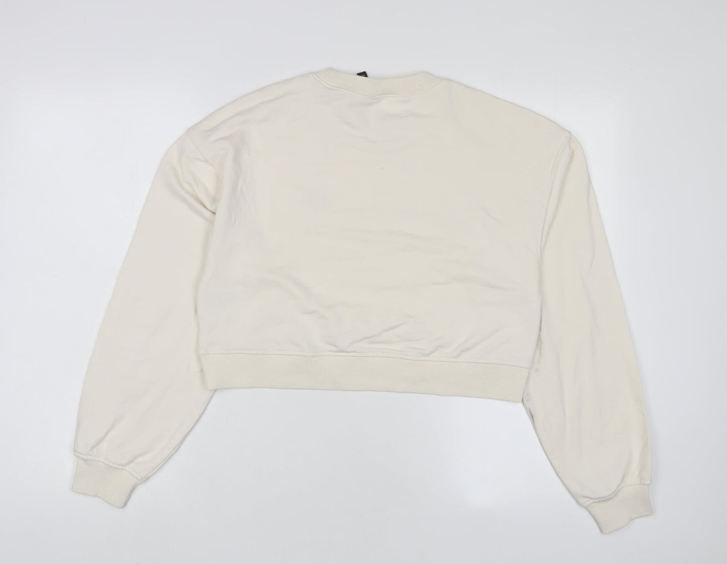 h&mq Womens Ivory Cotton Pullover Sweatshirt Size S Pullover
