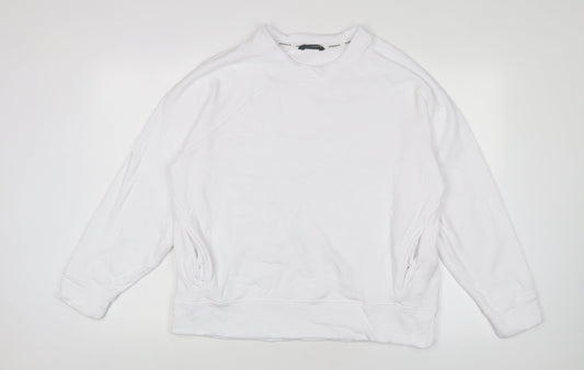 GOODMOVE Womens White Cotton Pullover Sweatshirt Size 18 Pullover