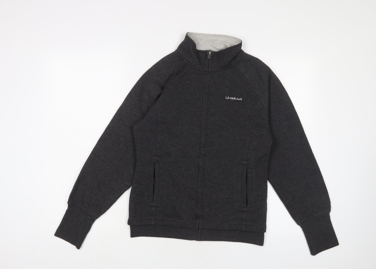 LA Gear Womens Grey Cotton Full Zip Sweatshirt Size 8 Zip - Logo, Embroidered