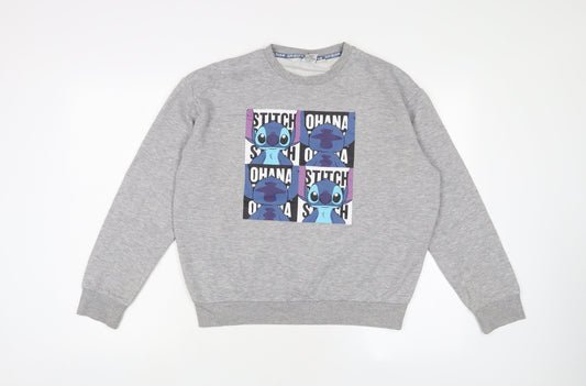 Disney Womens Grey Cotton Pullover Sweatshirt Size S Pullover - Stitch