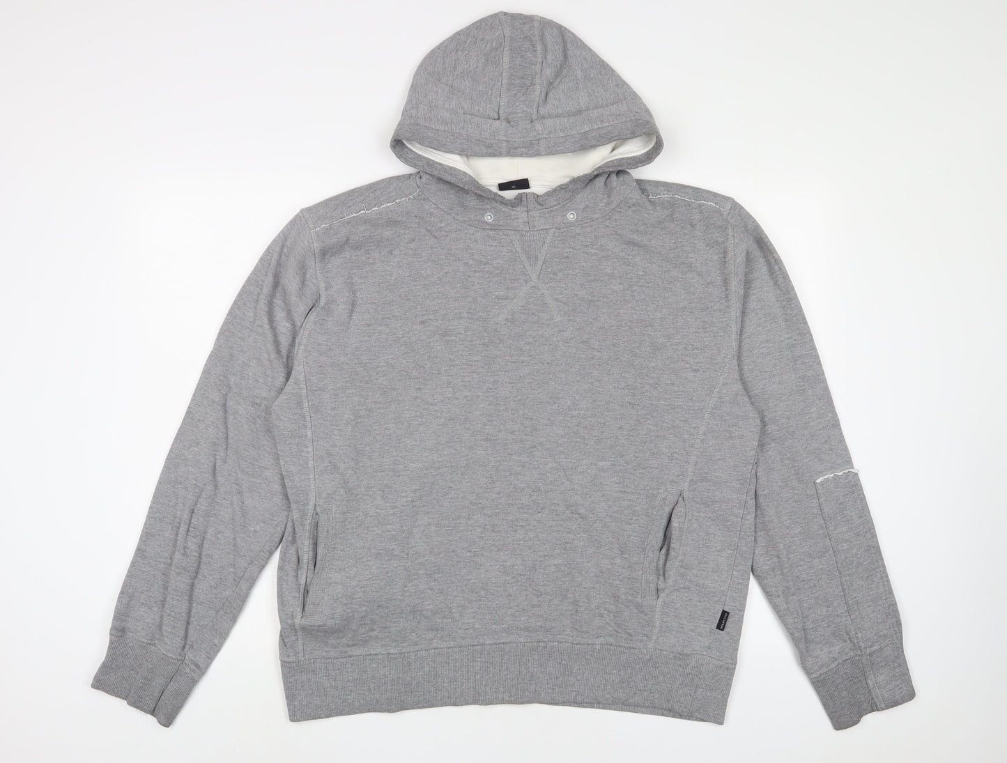 Selected Mens Grey Cotton Pullover Hoodie Size XL