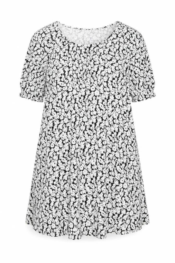 Marks and Spencer Womens Blue Floral Viscose A-Line Size 16 Scoop Neck Pullover