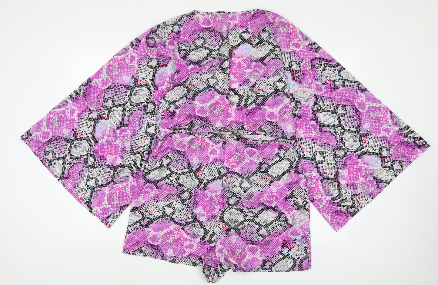 ASOS Womens Purple Animal Print Polyester Playsuit One-Piece Size 8 Pullover - Belted