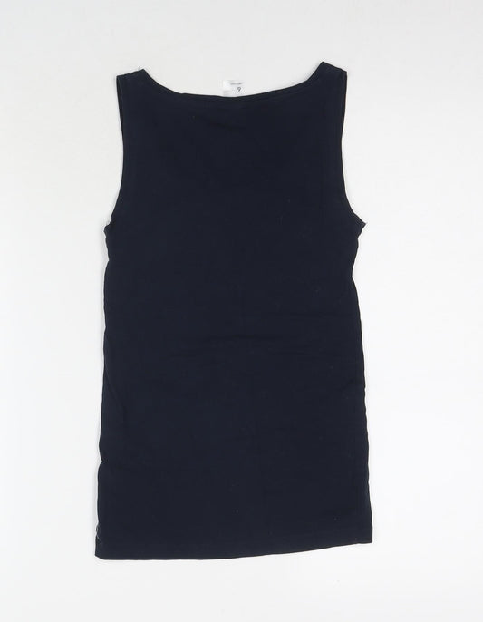 ANKO Womens Blue Cotton Basic Tank Size 6 Round Neck