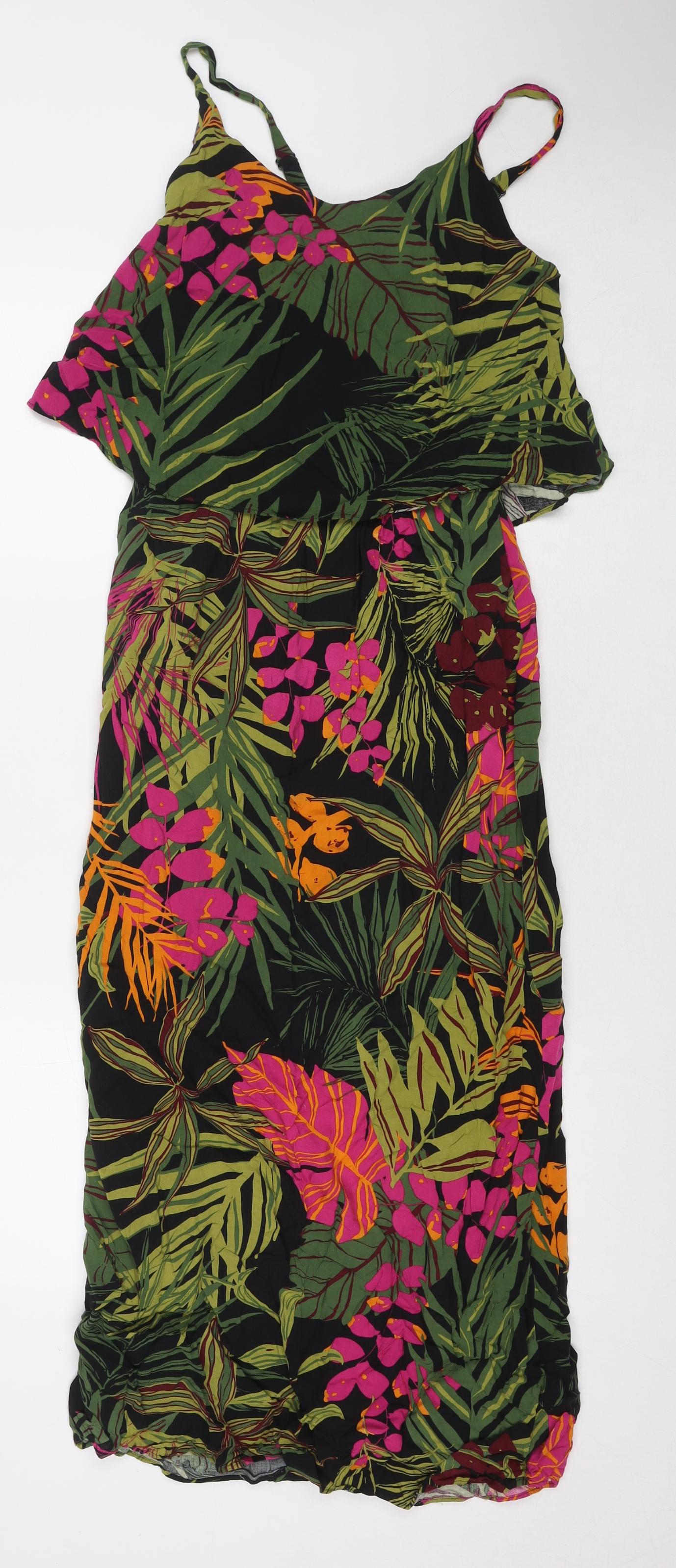 Anthology Womens Multicoloured Floral Viscose A-Line Size 10 Round Neck Pullover