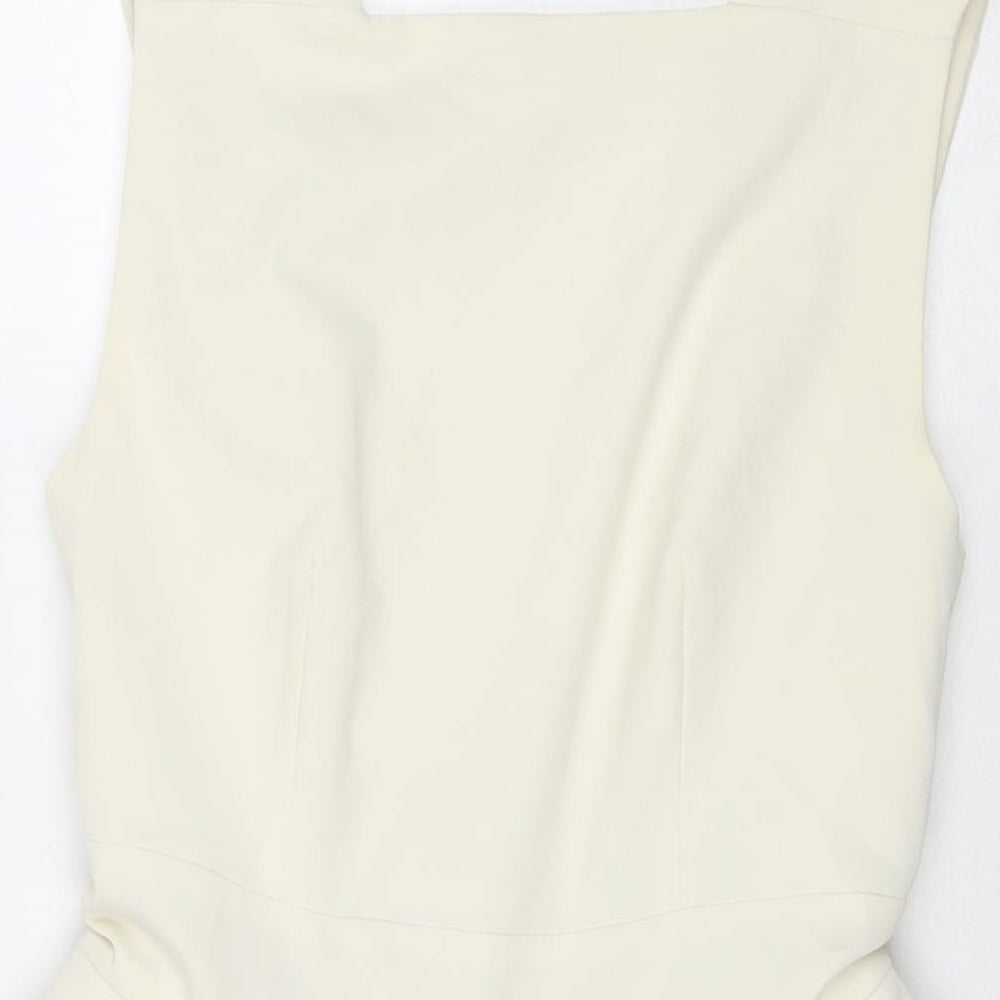 Aqua Womens White Polyester A-Line Size 10 Square Neck Zip