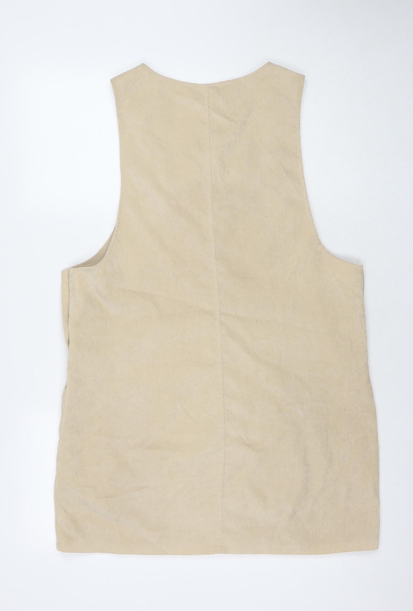 QED London Womens Brown Polyester Pinafore/Dungaree Dress Size 12 Round Neck Button