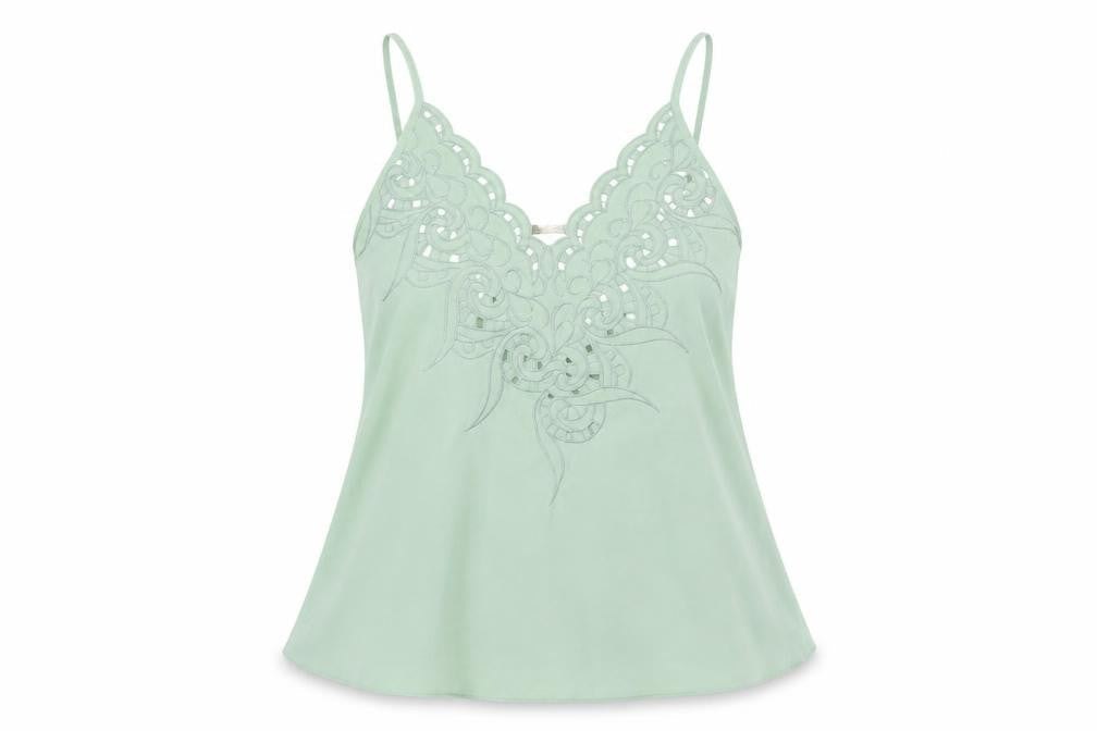 Capsule Womens Green Polyester Basic Tank Size M Round Neck