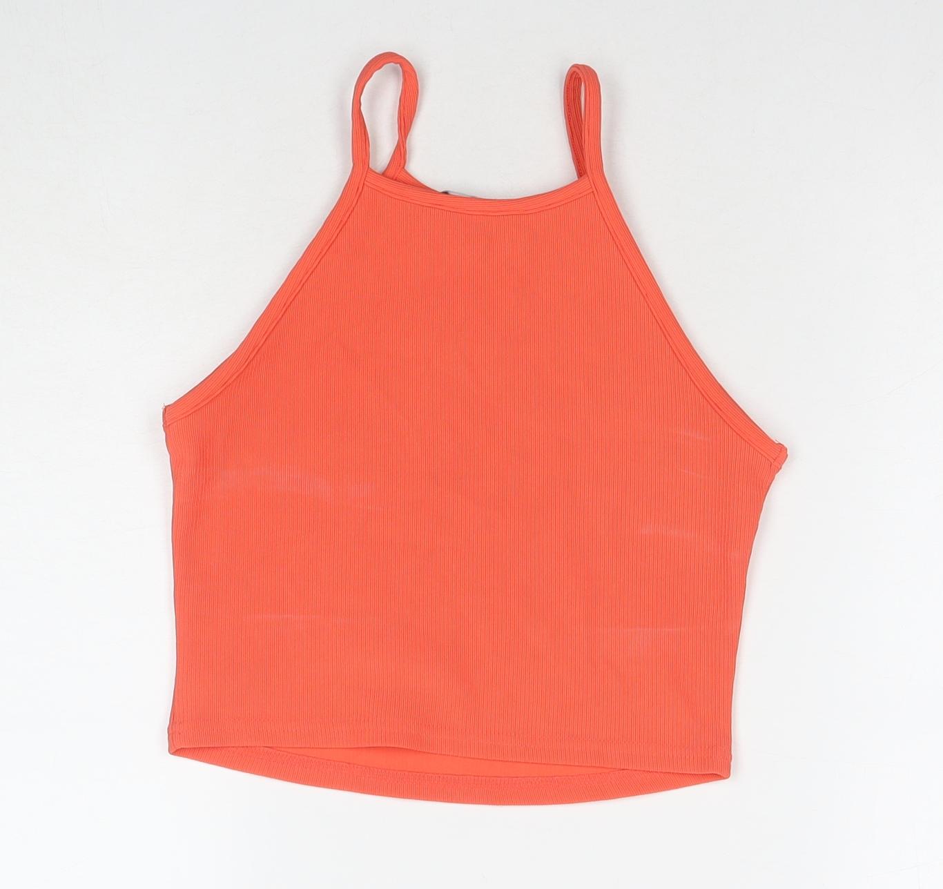 New Look Womens Orange Polyester Cropped Tank Size 8 Square Neck
