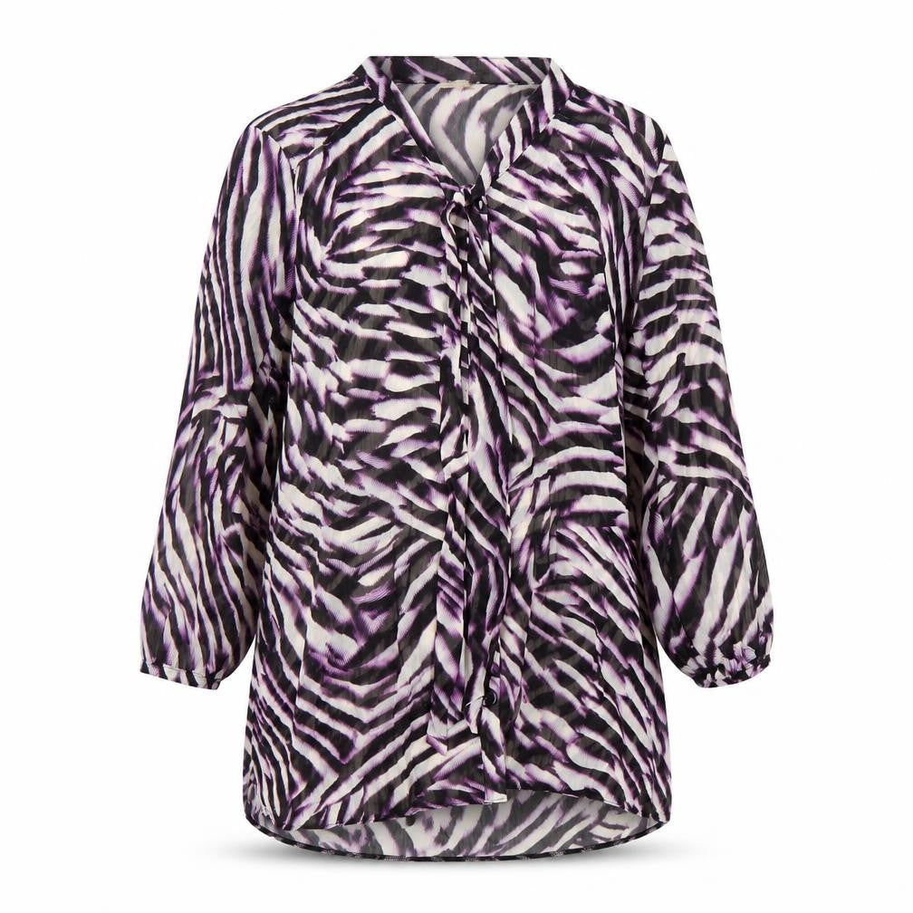 M&Co Womens Multicoloured Geometric Polyester Tunic Blouse Size 10 V-Neck - Tie Detail