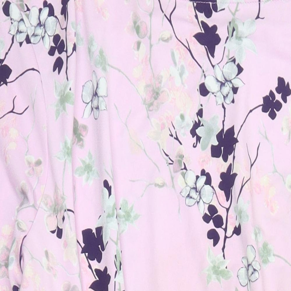 Damart Womens Ivory Floral Polyester A-Line Size 26 Boat Neck