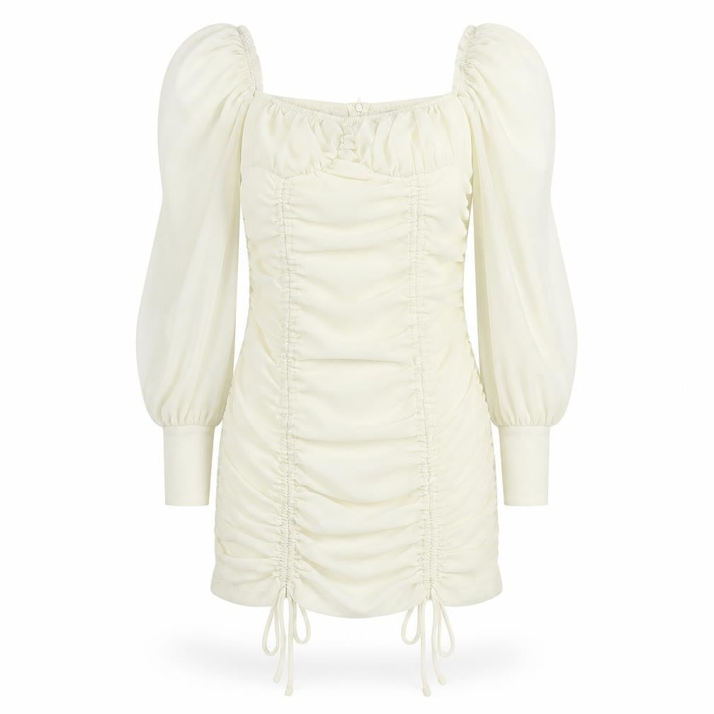 PRETTYLITTLETHING Womens Ivory Polyester Shift Size 4 Square Neck