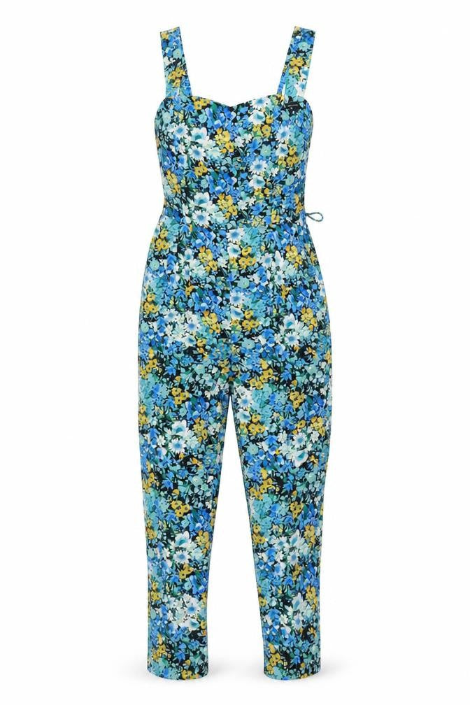 Dorothy Perkins Womens Multicoloured Floral Vinyl Jumpsuit One-Piece Size 10 L26 in - Pockets
