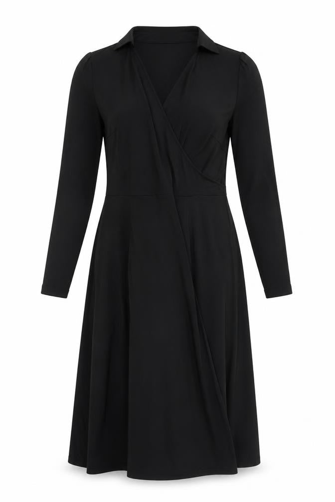 M&S Womens Black Polyester Shift Size 12 V-Neck