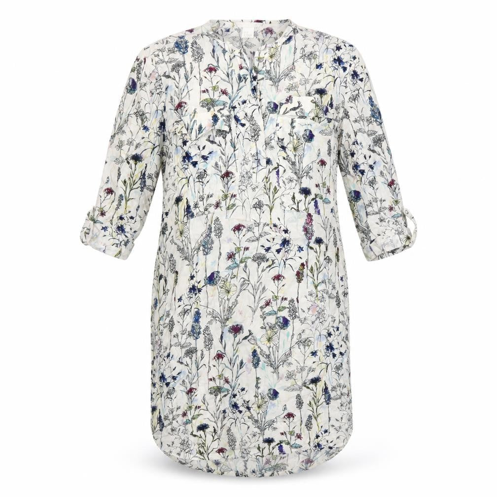 H&M Womens Ivory Fair Isle Viscose Shirt Dress Size 10 Round Neck