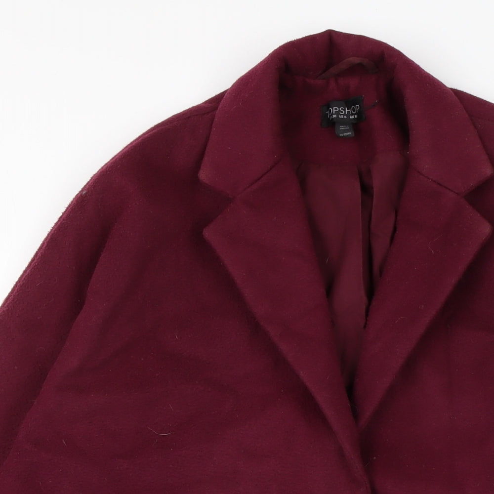 Topshop Womens Purple Overcoat Coat Size 10 Button