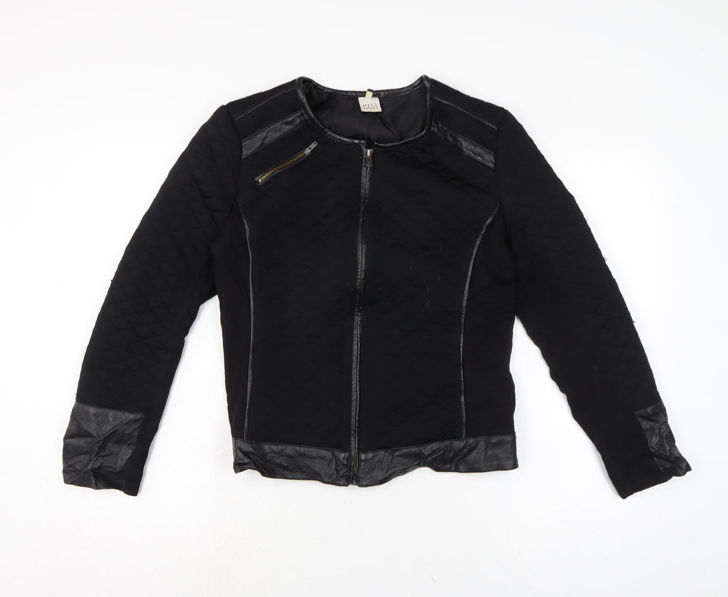Miss Captain Womens Black Biker Jacket Size 10 Zip