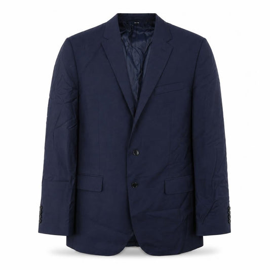 Front view of Autograph men’s blue jacket, size 42, button