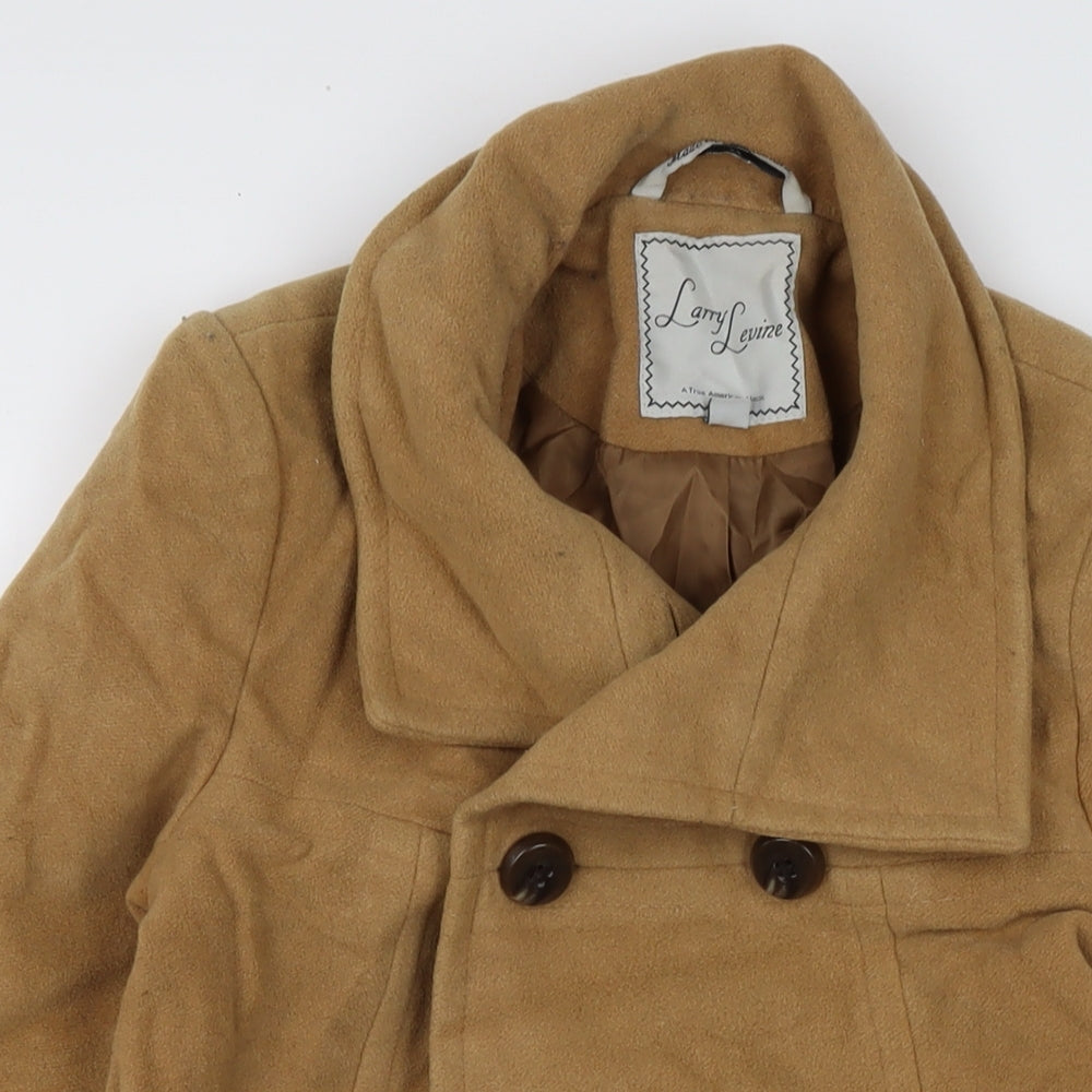 Larry Levine Womens Brown Overcoat Coat Size XS Button