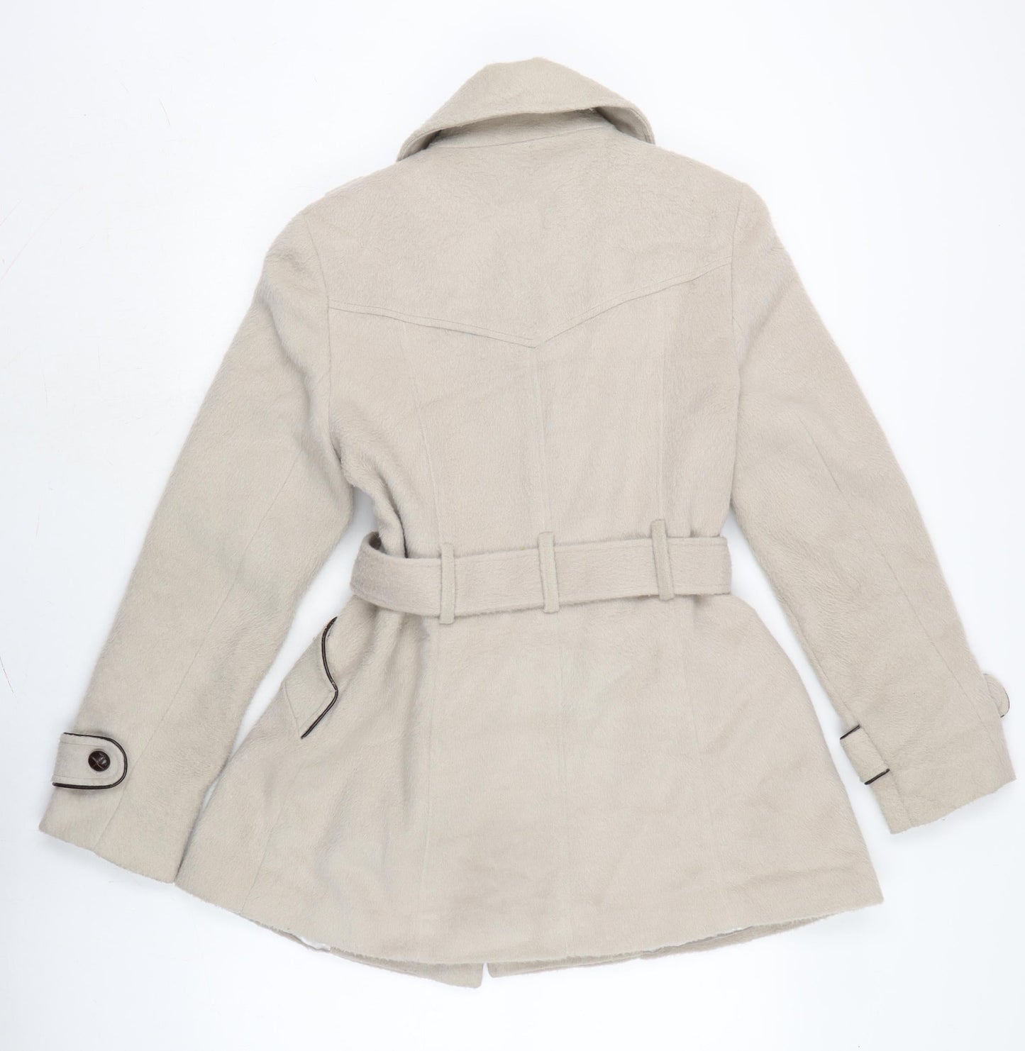 Atmosphere Womens Beige Overcoat Coat Size 12 Button