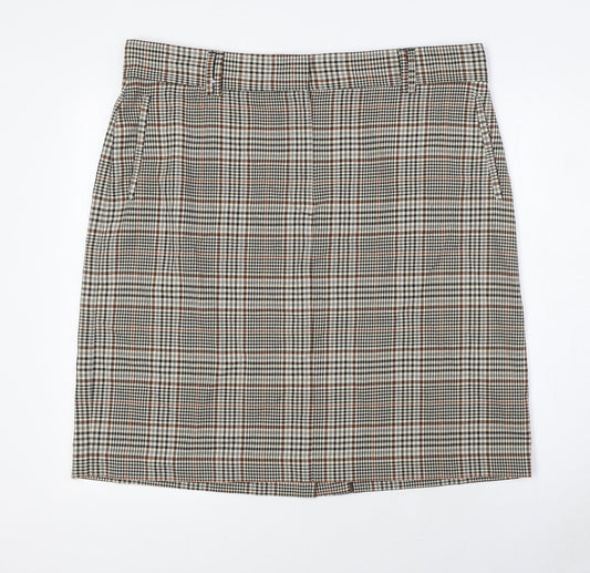 Marks and Spencer Womens Multicoloured Check Polyester Straight & Pencil Skirt Size 20 Zip