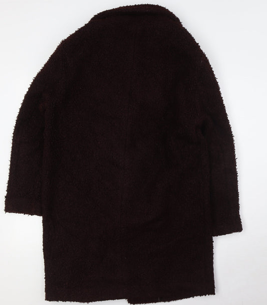 New Look Womens Brown Overcoat Coat Size 12 Button - Textured
