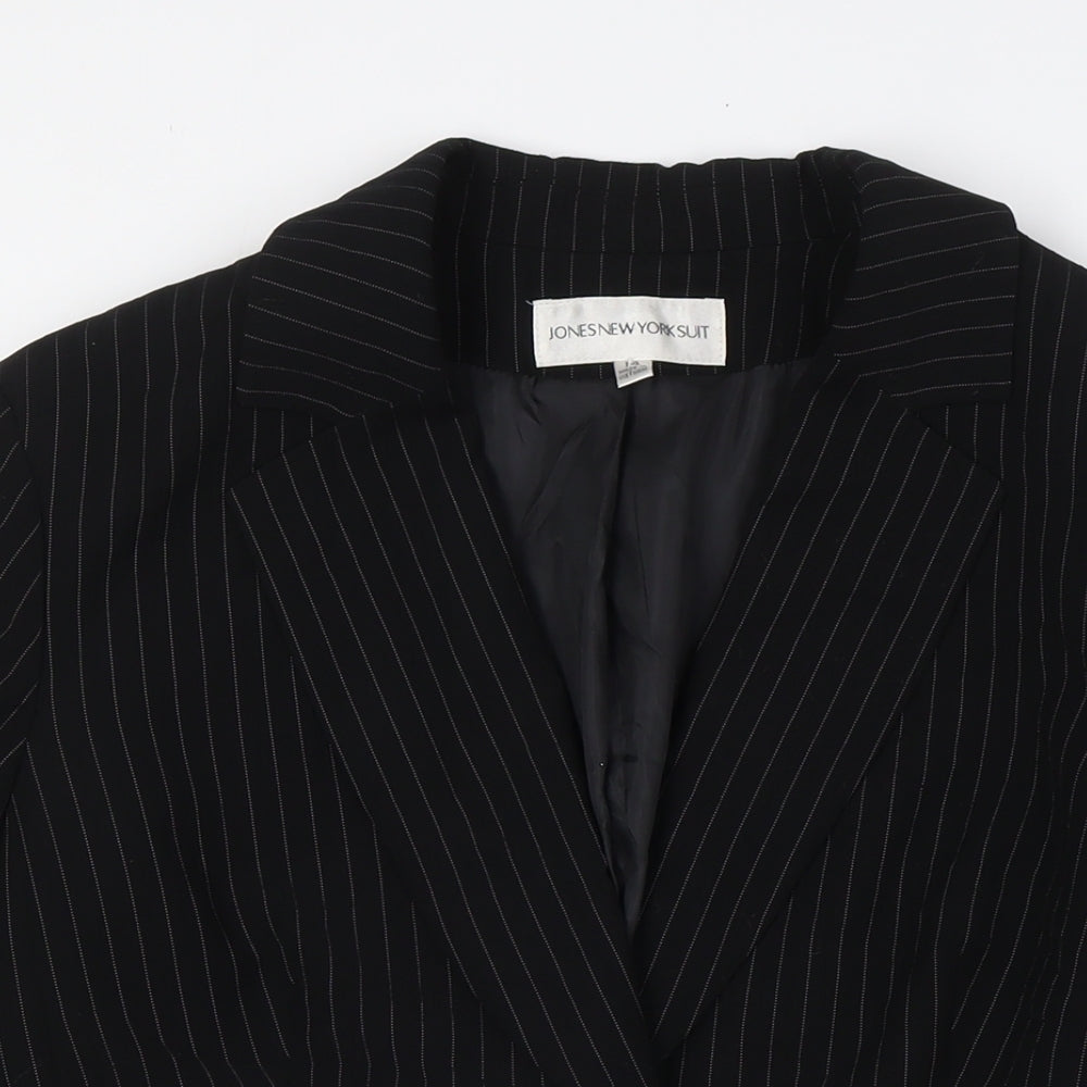 Jones New York Womens Black Striped Jacket Size 14 Button