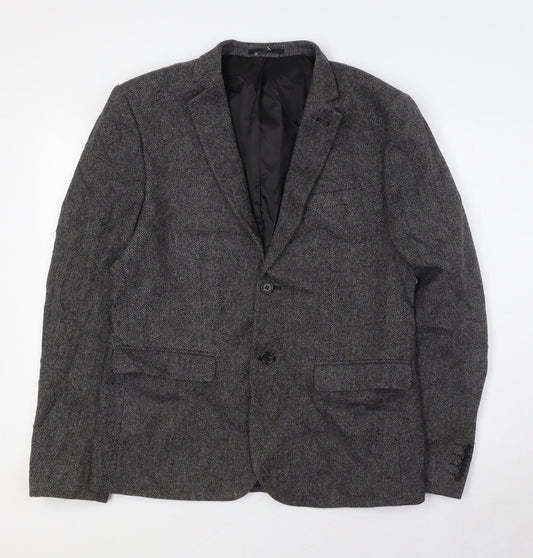 New Look Mens Grey Wool Jacket Suit Jacket Size 40 Regular