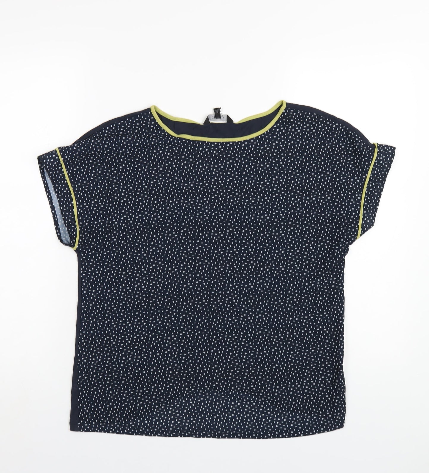NEXT Womens Blue Geometric Polyester Basic T-Shirt Size 10 Round Neck