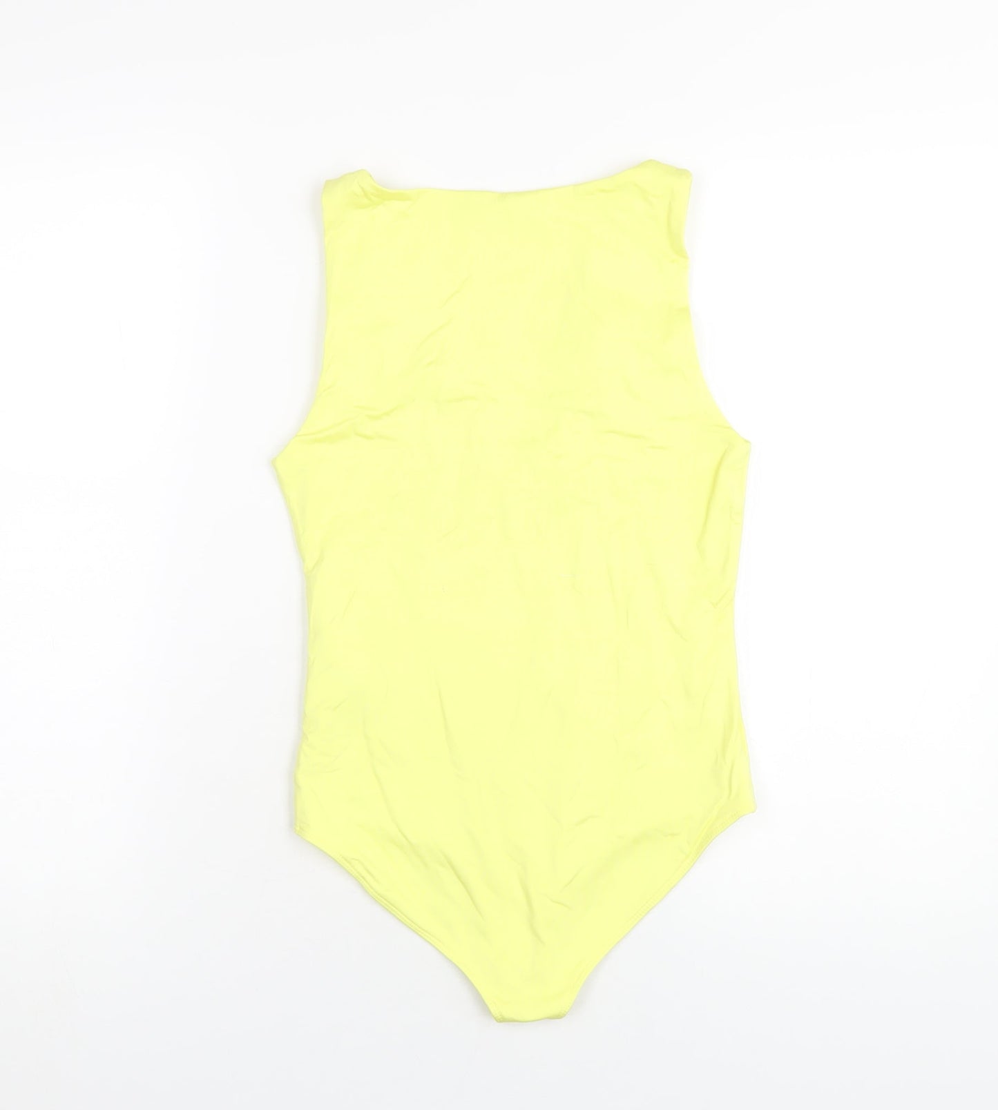 Stradivarius Womens Yellow Polyamide Bodysuit One-Piece Size M Snap