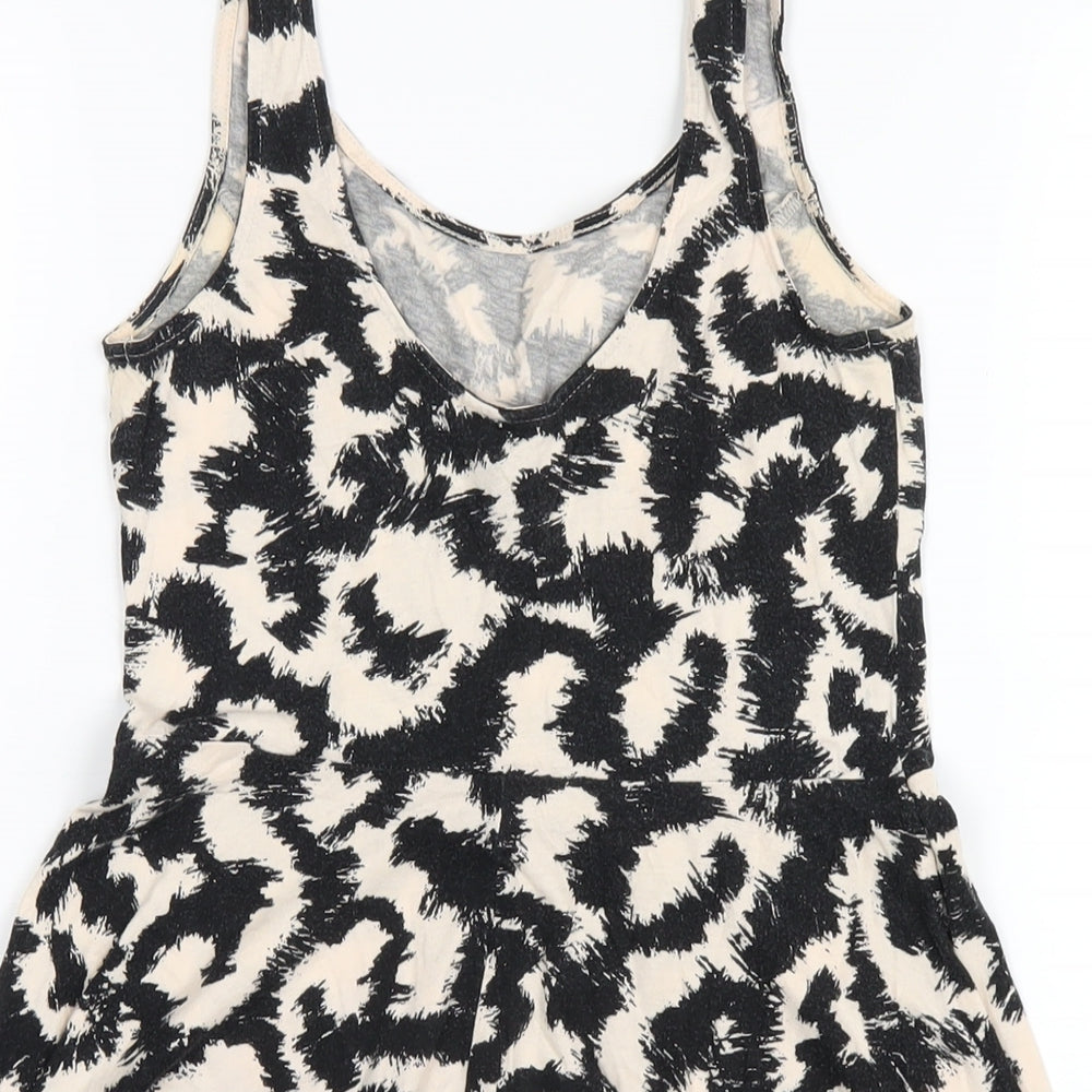 H&M Womens Black Geometric Cotton A-Line Size 8 Scoop Neck Pullover