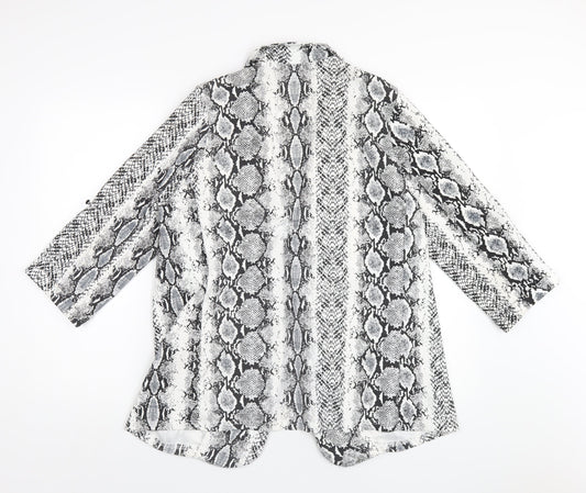 New Look Womens Grey Animal Print Jacket Blazer Size 14