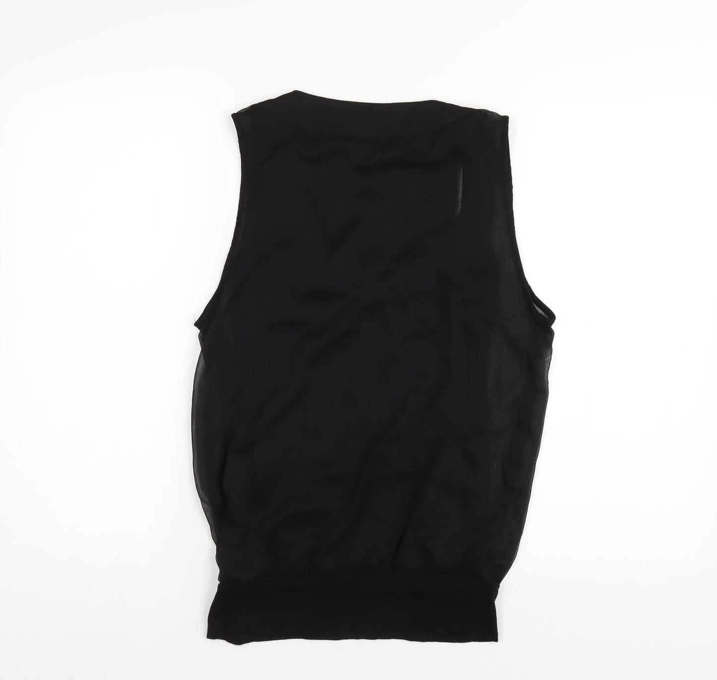H&M Womens Black Polyester Basic Tank Size 8 Scoop Neck - Beaded Neckline