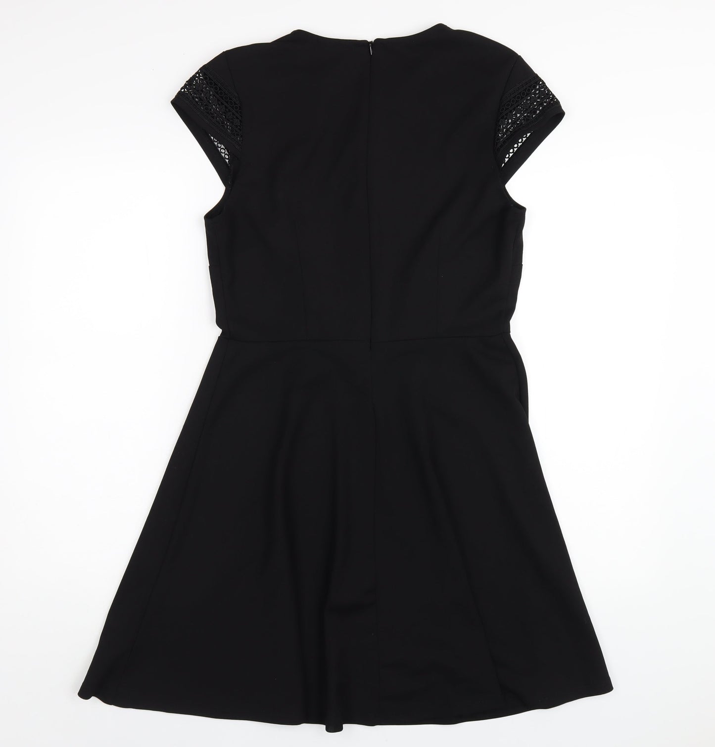 H&M Womens Black Polyester A-Line Size M Round Neck Zip