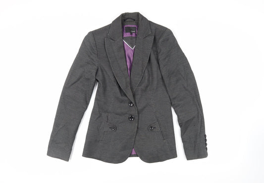 NEXT Womens Black Geometric Jacket Blazer Size 6 Button