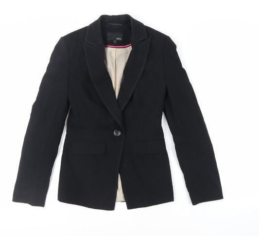 NEXT Womens Black Jacket Blazer Size 6 Button