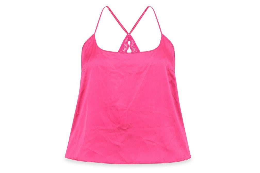 Marks and Spencer Womens Pink Solid Polyester Cami Pyjama Top Size L