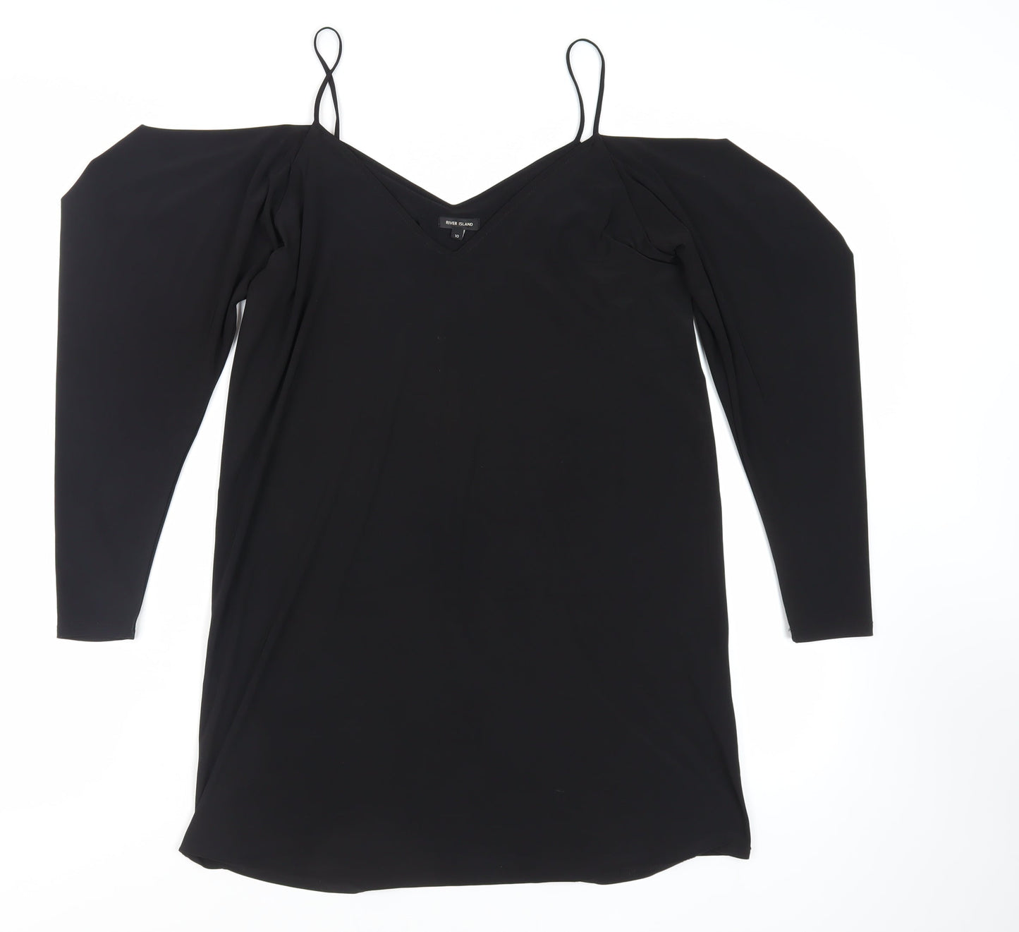 River Island Womens Black Polyester Mini Size 10 Off the Shoulder Pullover