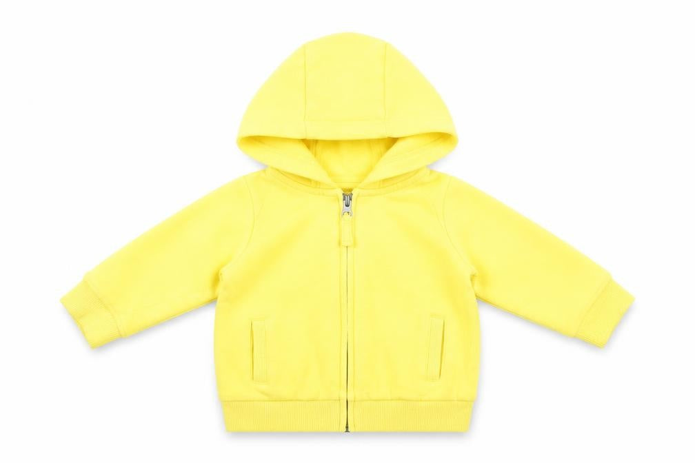 Front view of Next Baby Yellow Cotton Full Zip Jumper, size 9-12, Months Zip - Hooded