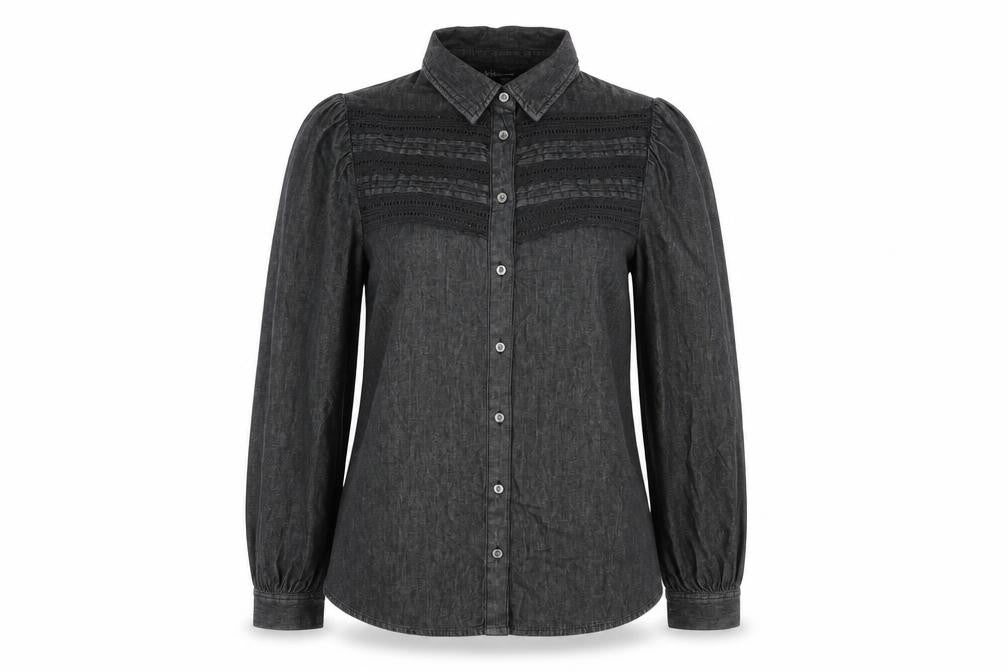 Marks and Spencer Womens Black Cotton Basic Button-Up Size 10 Collared