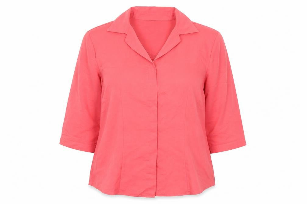 Marks and Spencer Womens Pink Viscose Basic Button-Up Size 18 Collared