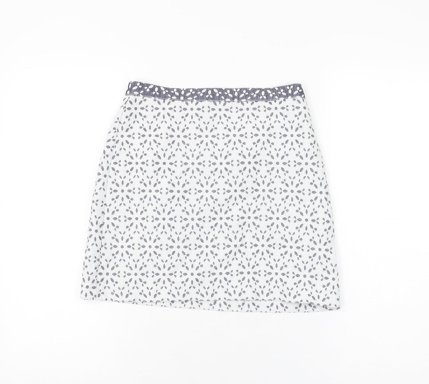 Topshop Womens White Floral Polyester Mini Skirt Size 8 Zip