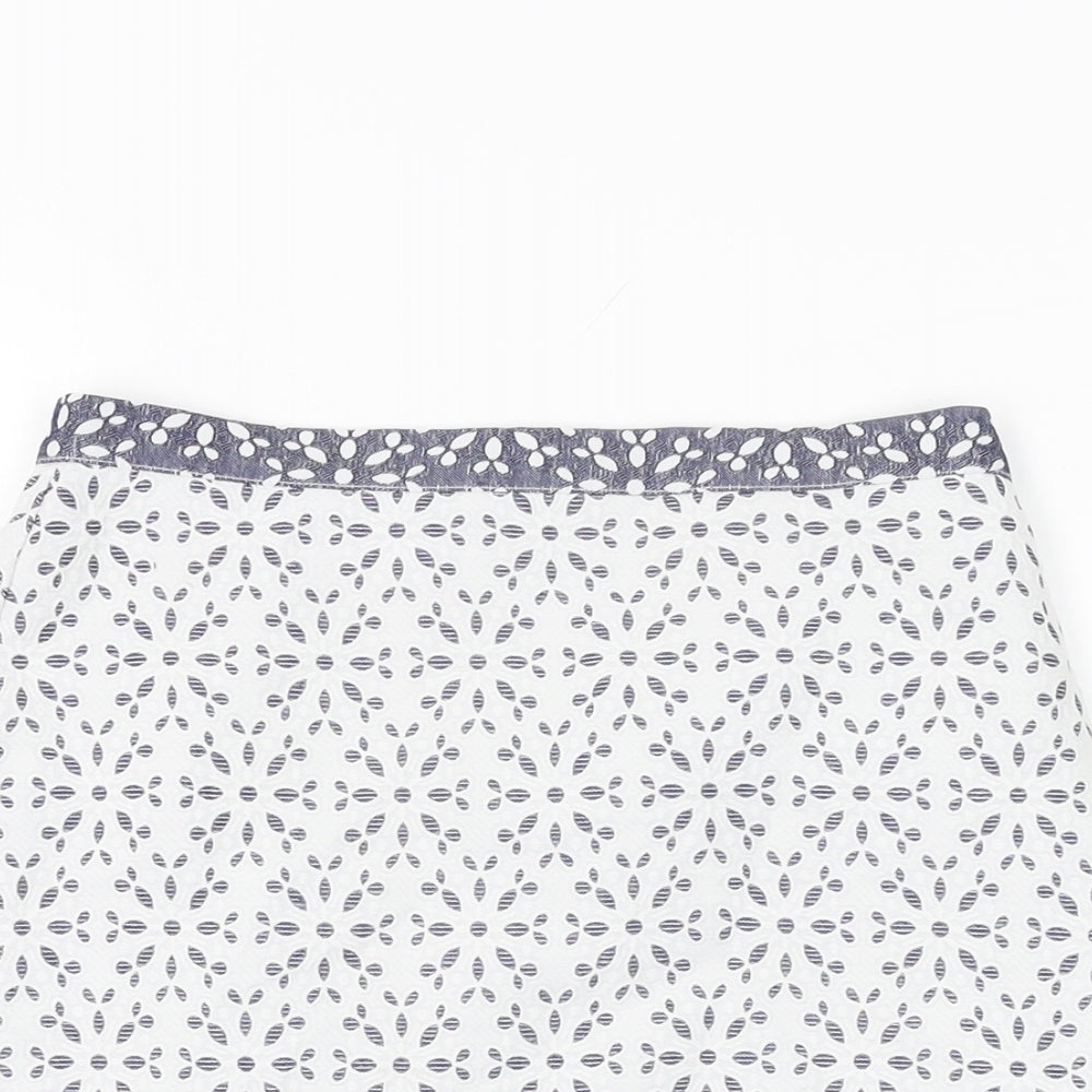 Topshop Womens White Floral Polyester Mini Skirt Size 8 Zip