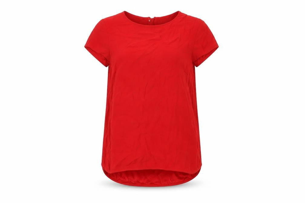 Marks and Spencer Womens Red Viscose Basic T-Shirt Size 12 Round Neck