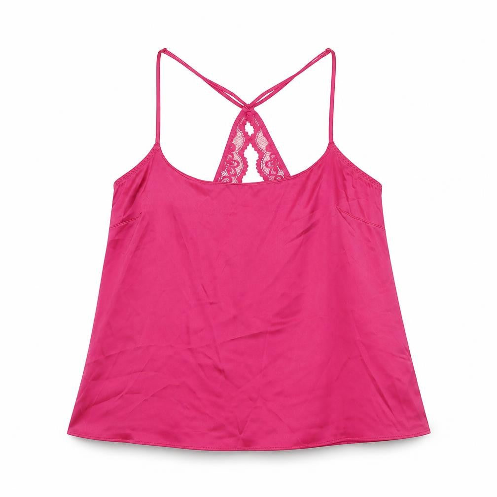 Marks and Spencer Womens Pink Solid Polyester Cami Pyjama Top Size S